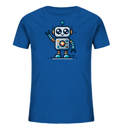 Kinder-T-Shirt mit winkendem buntem Roboter