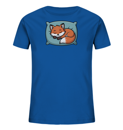 Kinder T-Shirt mit eingerolltem schlafendem Fuchs auf Kissen