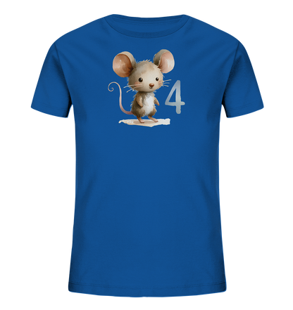 Kinder T-Shirt mit kleiner Maus und großer Zahl 4