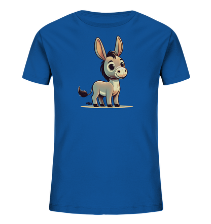 Kinder T-Shirt mit ein cartoonhafter Esel mit großen Ohren und freundlichem Lächeln