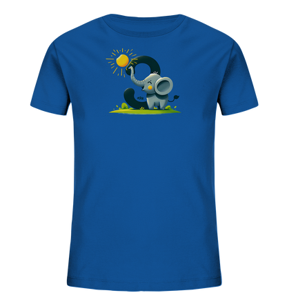 Kinder T-Shirt mit Cartoon-Elefant, Sonne und Zahl 9