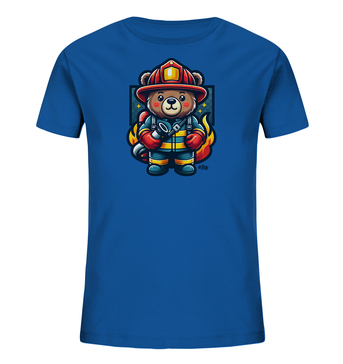 Kinder-T-Shirt mit Bär in Feuerwehrmontur
