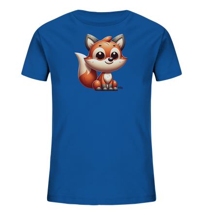 Kinder T-Shirt mit sitzendem Cartoon-Fuchs, Kulleraugen und buschigem Schwanz
