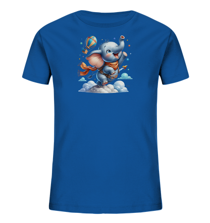 Kinder T-Shirt mit fliegendem Elefant und Ballonrakete
