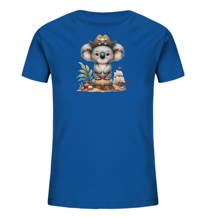 Kinder T-Shirt mit ein Koala mit Piratenhut auf einer Schatzkiste