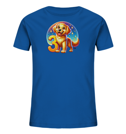 Kinder T-Shirt mit Hundewelpe und großer Zahl 3