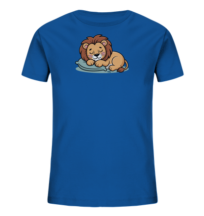 Kinder T-Shirt mit schlafendem Cartoon-Löwen auf kleinem Kissen