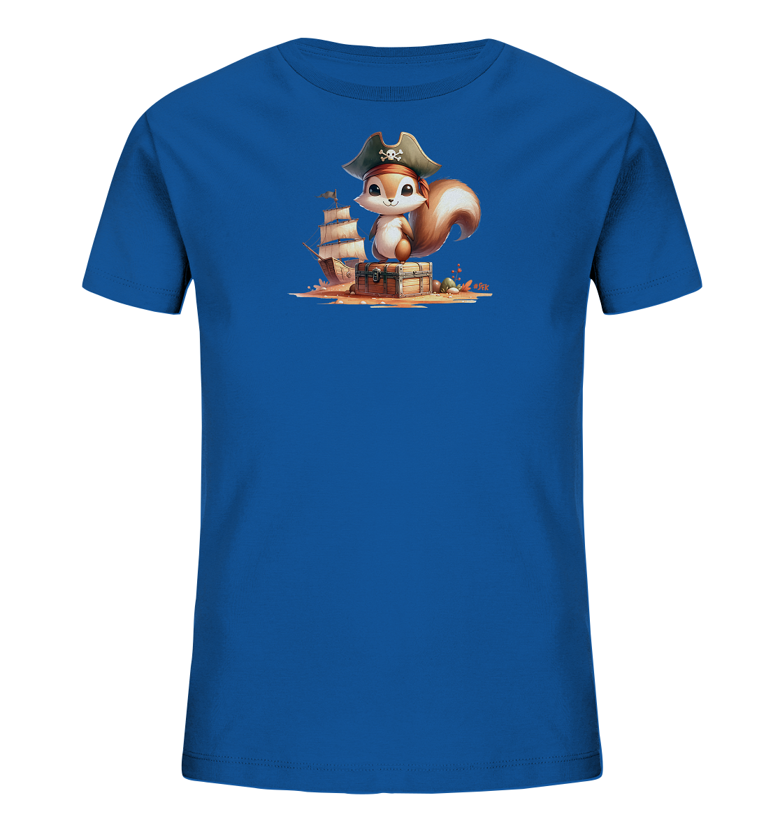 Kinder T-Shirt mit Eichhörnchen als Pirat und Schatztruhe
