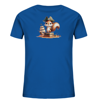 Kinder T-Shirt mit Eichhörnchen als Pirat und Schatztruhe