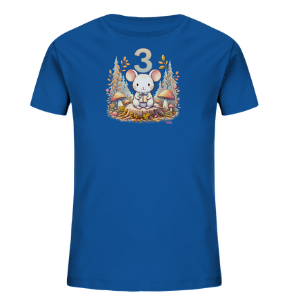 Kinder T-Shirt mit Maus, Geschenk und Zahl 3