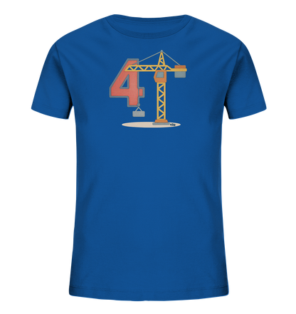Kinder-T-Shirt mit Zahl 4 und Baukran