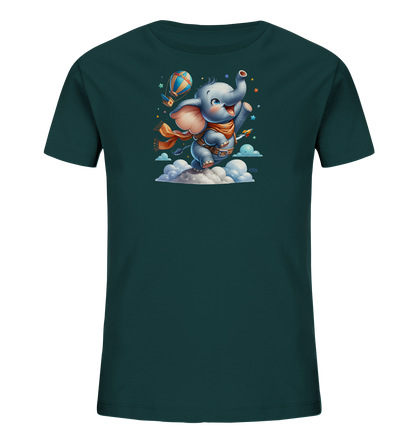 Kinder T-Shirt mit fliegendem Elefant und Ballonrakete