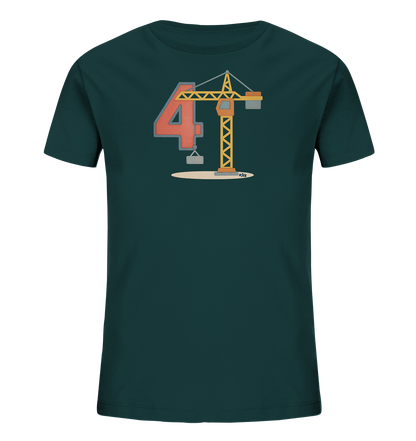 Kinder-T-Shirt mit Zahl 4 und Baukran