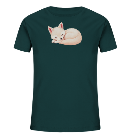 Kinder T-Shirt mit ein zusammengerollter schlafender Fuchs mit geschlossenen Augen
