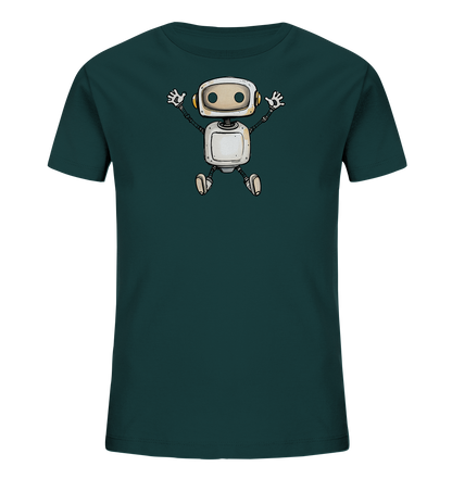 Kinder T-Shirt Roboter beim Freudensprung - Kinder Bio T-Shirt