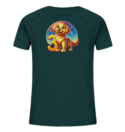 Kinder T-Shirt mit Hundewelpe und großer Zahl 3