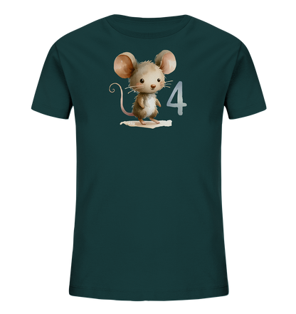 Kinder T-Shirt mit kleiner Maus und großer Zahl 4