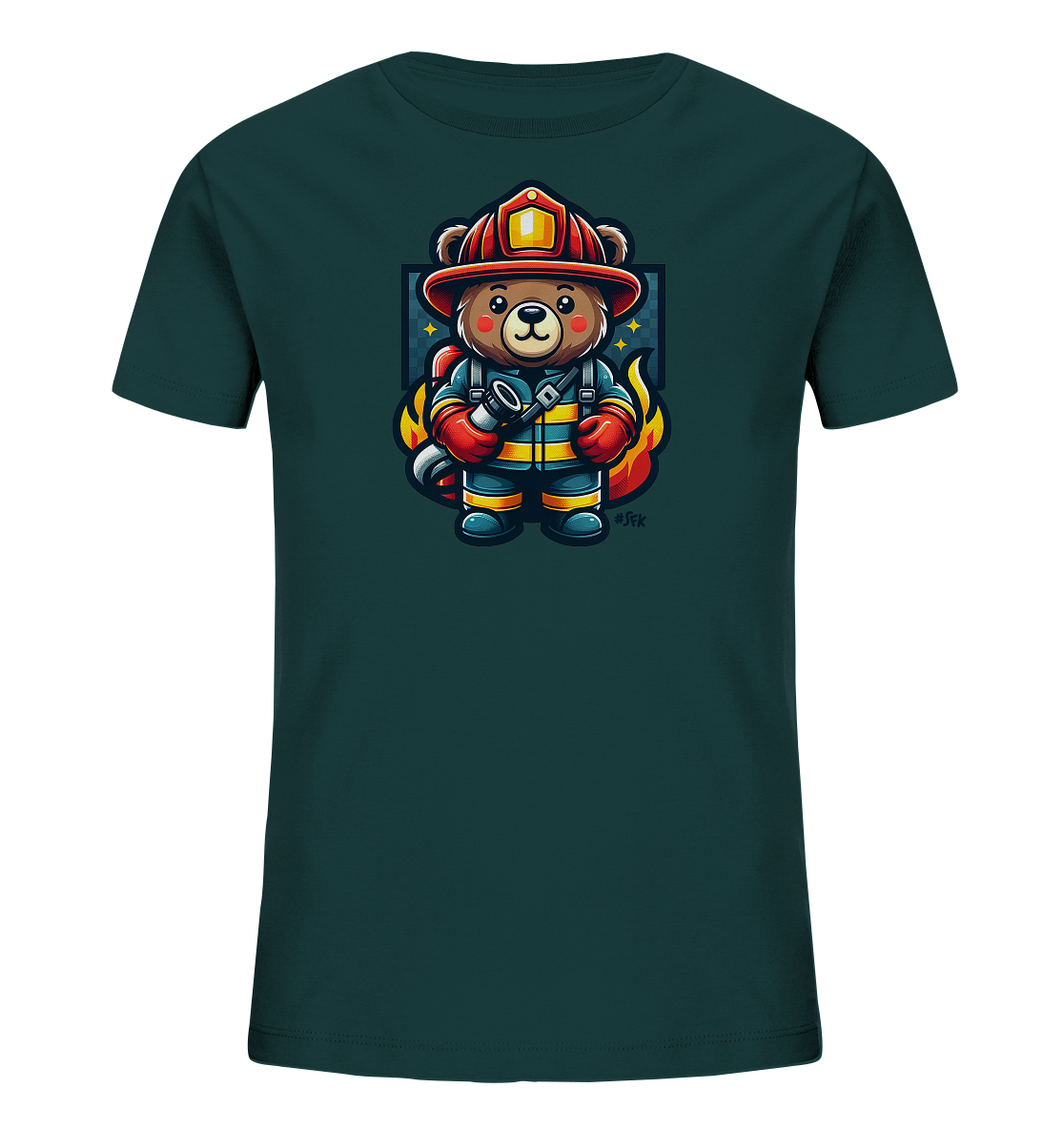 Kinder-T-Shirt mit Bär in Feuerwehrmontur