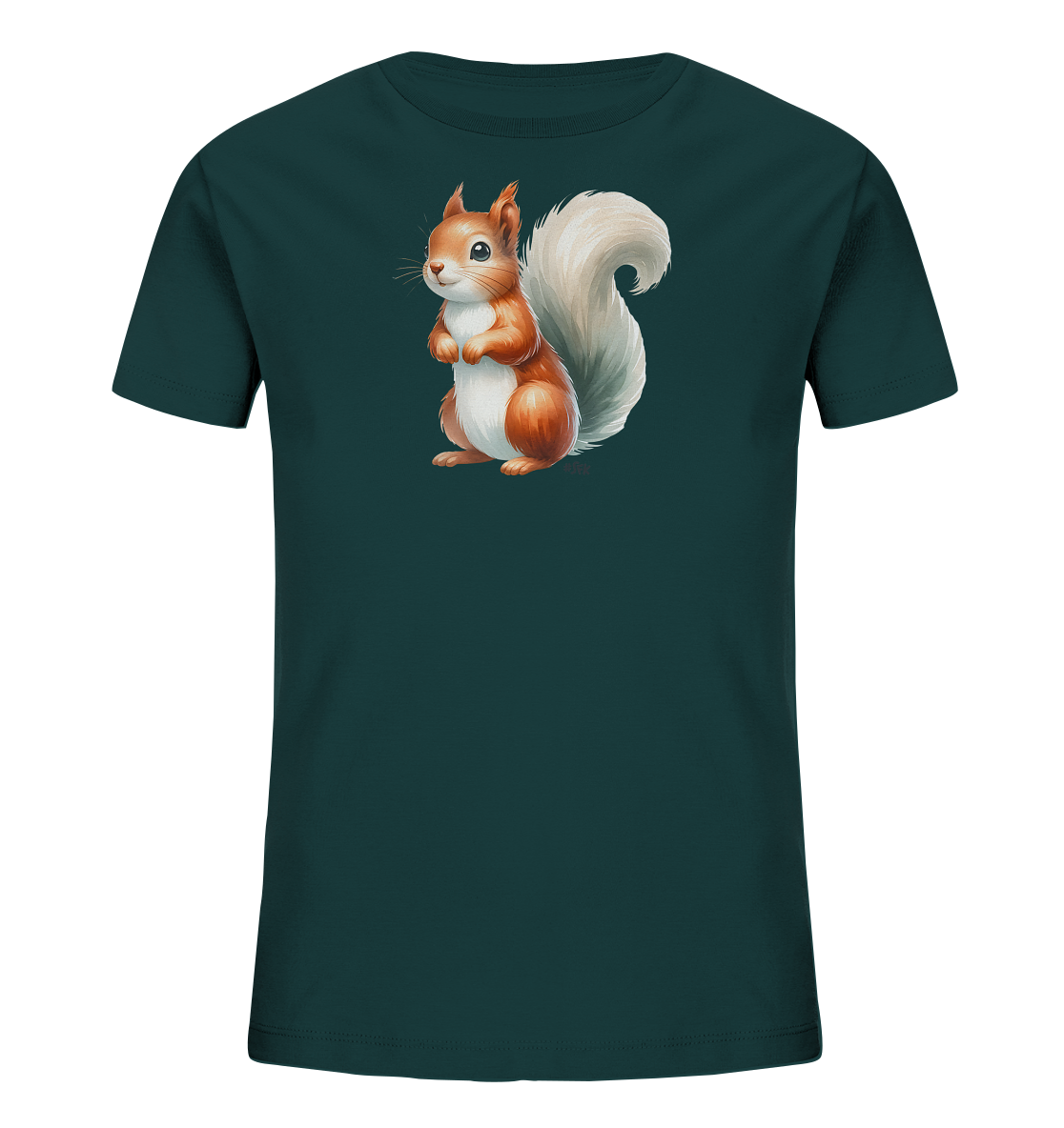Aufrecht stehendes Eichhörnchen Motiv auf Kinder T-Shirt