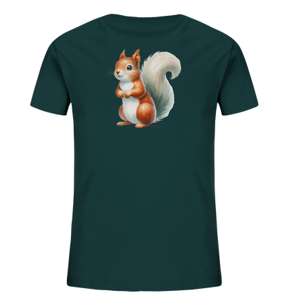 Aufrecht stehendes Eichhörnchen Motiv auf Kinder T-Shirt