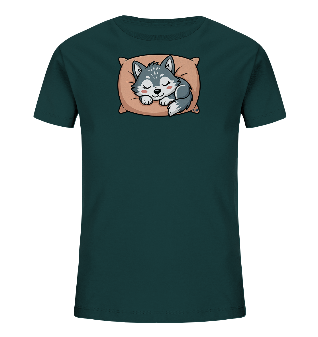 Kinder T Shirt in zarter Farbe mit schlafendem Wolf-Motiv