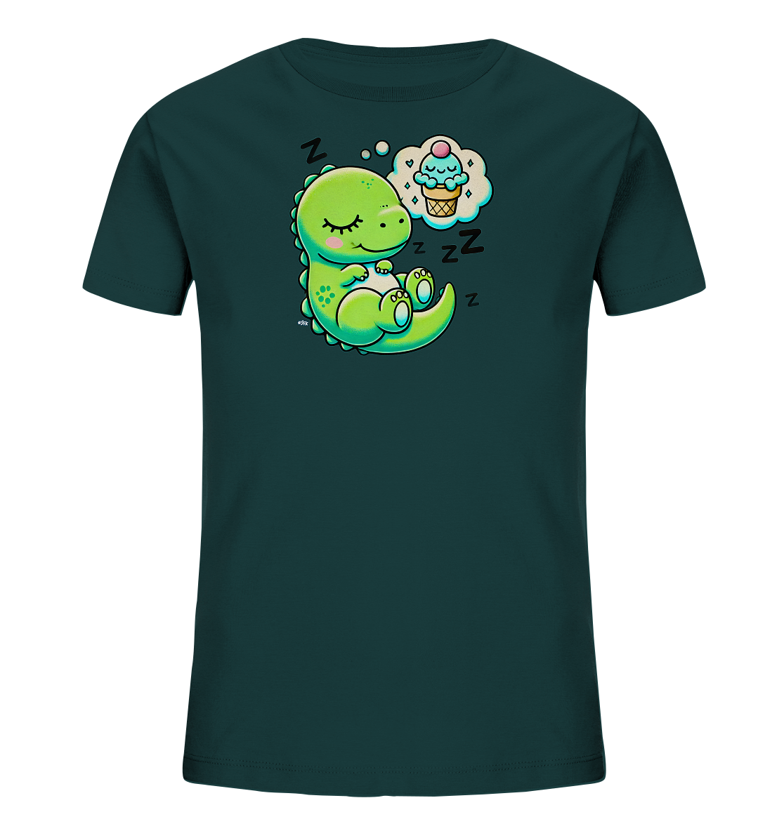 Kinder T-Shirt mit schlafendem Dino und Eiscreme-Traum