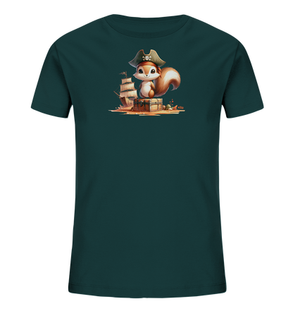 Kinder T-Shirt mit Eichhörnchen als Pirat und Schatztruhe