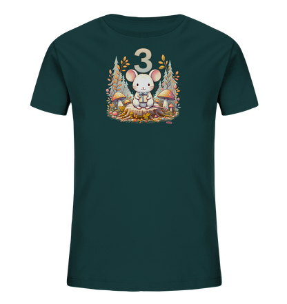 Kinder T-Shirt mit Maus, Geschenk und Zahl 3