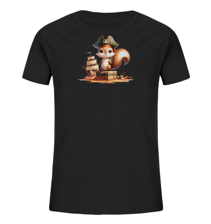 Kinder T-Shirt mit Eichhörnchen als Pirat und Schatztruhe