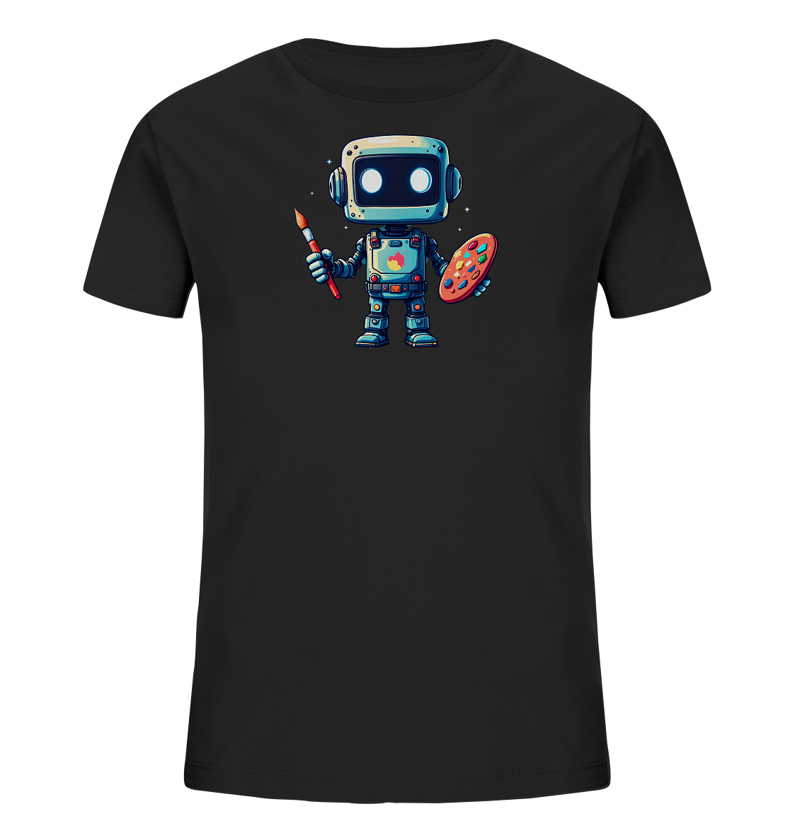 Kinder-T-Shirt | Roboter-Künstler mit Farbpalette - Kinder Bio T-Shirt
