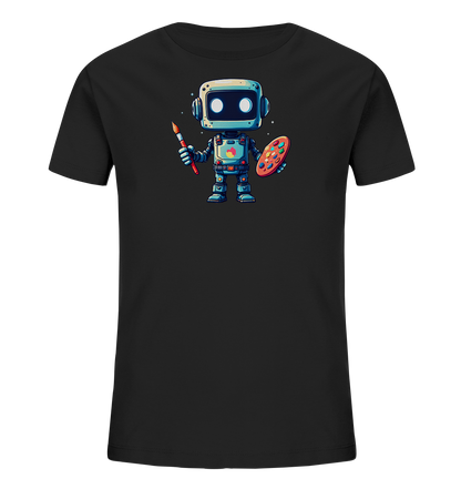 Kinder-T-Shirt | Roboter-Künstler mit Farbpalette - Kinder Bio T-Shirt