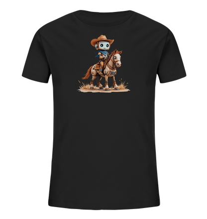 Kinder-T-Shirt | Roboter-Cowboy auf mechanischem Pferd - Kinder Bio T-Shirt