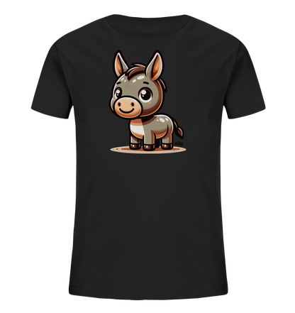 Kinder T-Shirt mit freundlichem Cartoon-Esel, großen Augen und langen Ohren