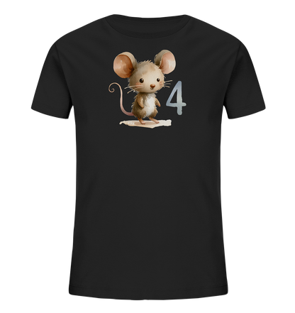 Kinder T-Shirt mit kleiner Maus und großer Zahl 4