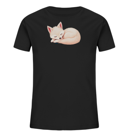 Kinder T-Shirt mit ein zusammengerollter schlafender Fuchs mit geschlossenen Augen