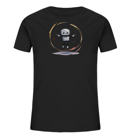 Kinder-T-Shirt | Roboter fliegt durch bunte Farben - Kinder Bio T-Shirt