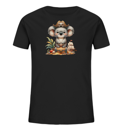 Kinder T-Shirt mit ein Koala mit Piratenhut auf einer Schatzkiste