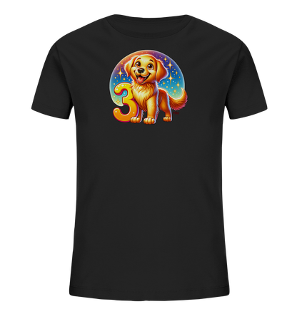 Kinder T-Shirt mit Hundewelpe und großer Zahl 3
