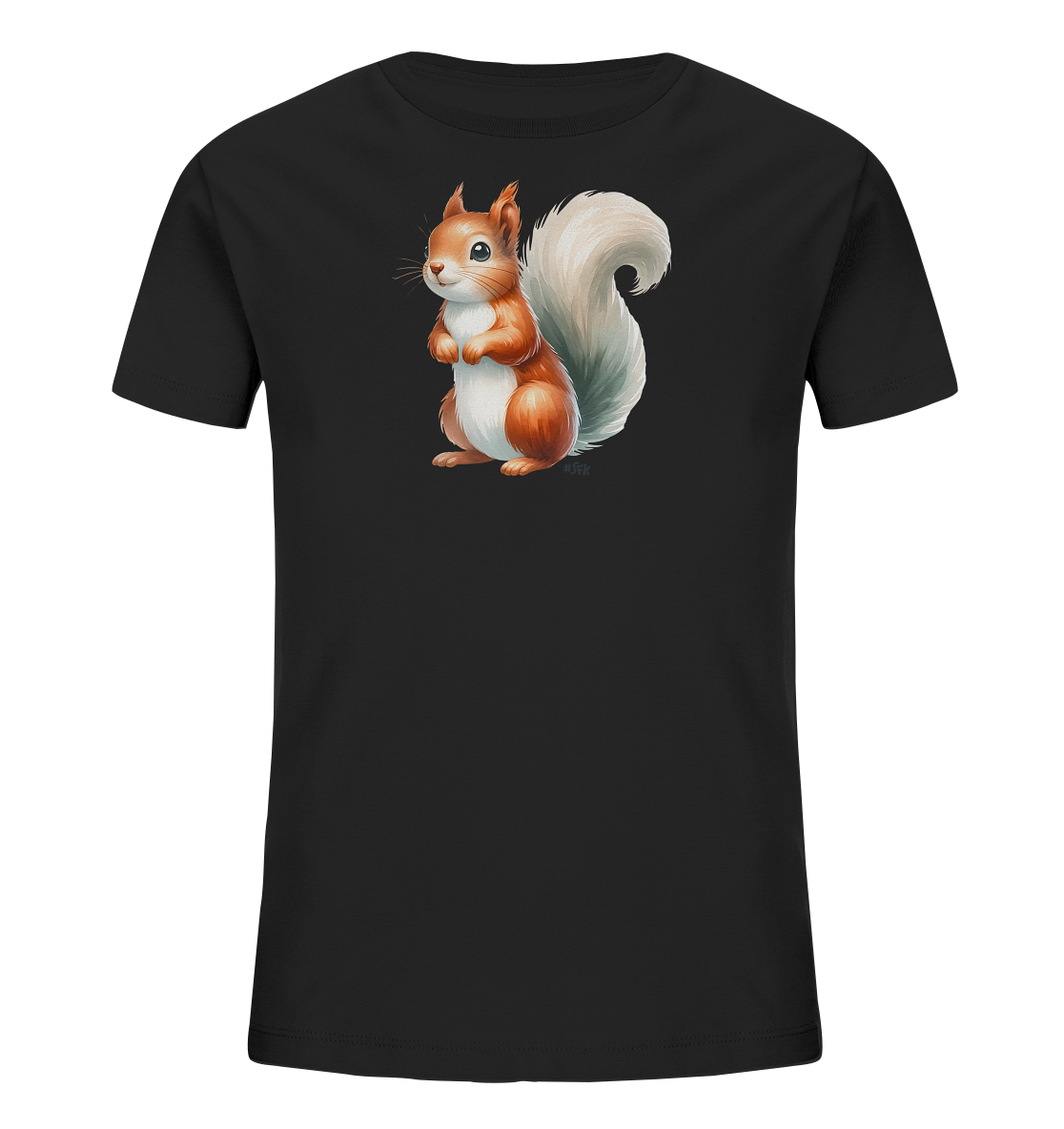 Aufrecht stehendes Eichhörnchen Motiv auf Kinder T-Shirt