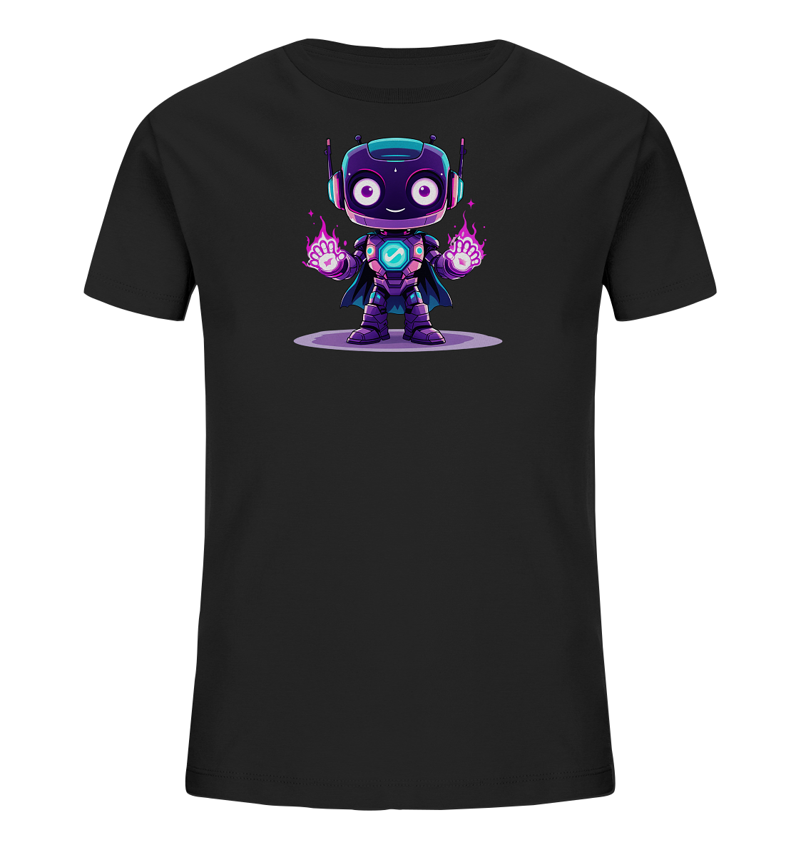 Onlineshop Shirts für Kinder - Das Bild zeigt ein dunkelgraues Kinder-T-Shirt auf einem neutralen Hintergrund. Auf der Vorderseite ist eine freundlich aussehende, cartoonhafte Maus mit großen Ohren abgebildet, die aufrecht sitzt und nach vorne schaut. Deutlich neben der Maus ist die Zahl '4' in einer helleren Farbe platziert, und eine kleine Biene schwebt oberhalb der Maus. Dieses Motiv verleiht dem Shirt einen verspielten und fröhlichen Look.