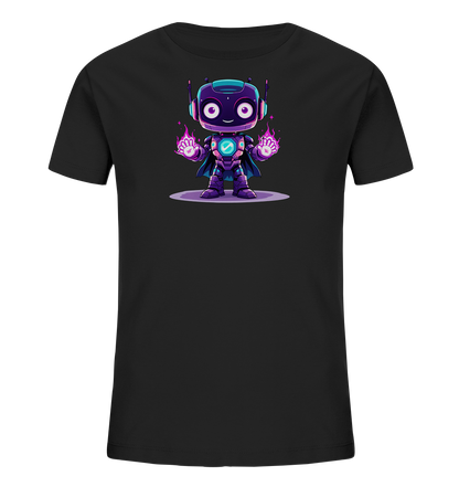 Onlineshop Shirts für Kinder - Das Bild zeigt ein dunkelgraues Kinder-T-Shirt auf einem neutralen Hintergrund. Auf der Vorderseite ist eine freundlich aussehende, cartoonhafte Maus mit großen Ohren abgebildet, die aufrecht sitzt und nach vorne schaut. Deutlich neben der Maus ist die Zahl '4' in einer helleren Farbe platziert, und eine kleine Biene schwebt oberhalb der Maus. Dieses Motiv verleiht dem Shirt einen verspielten und fröhlichen Look.