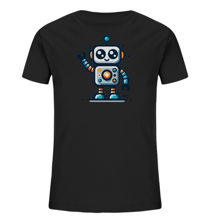 Kinder-T-Shirt mit winkendem buntem Roboter