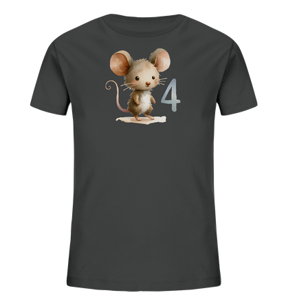 Kinder T-Shirt mit kleiner Maus und großer Zahl 4
