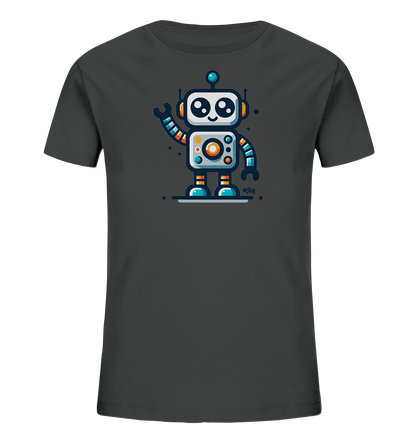Kinder-T-Shirt mit winkendem buntem Roboter