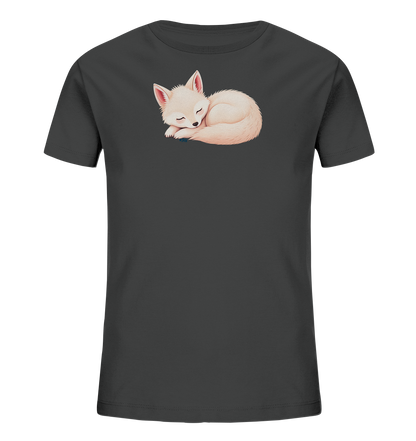 Kinder T-Shirt mit ein zusammengerollter schlafender Fuchs mit geschlossenen Augen