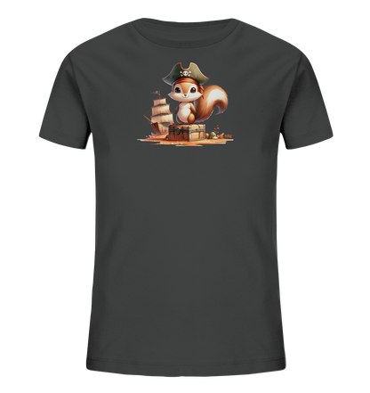 Kinder T-Shirt mit Eichhörnchen als Pirat und Schatztruhe
