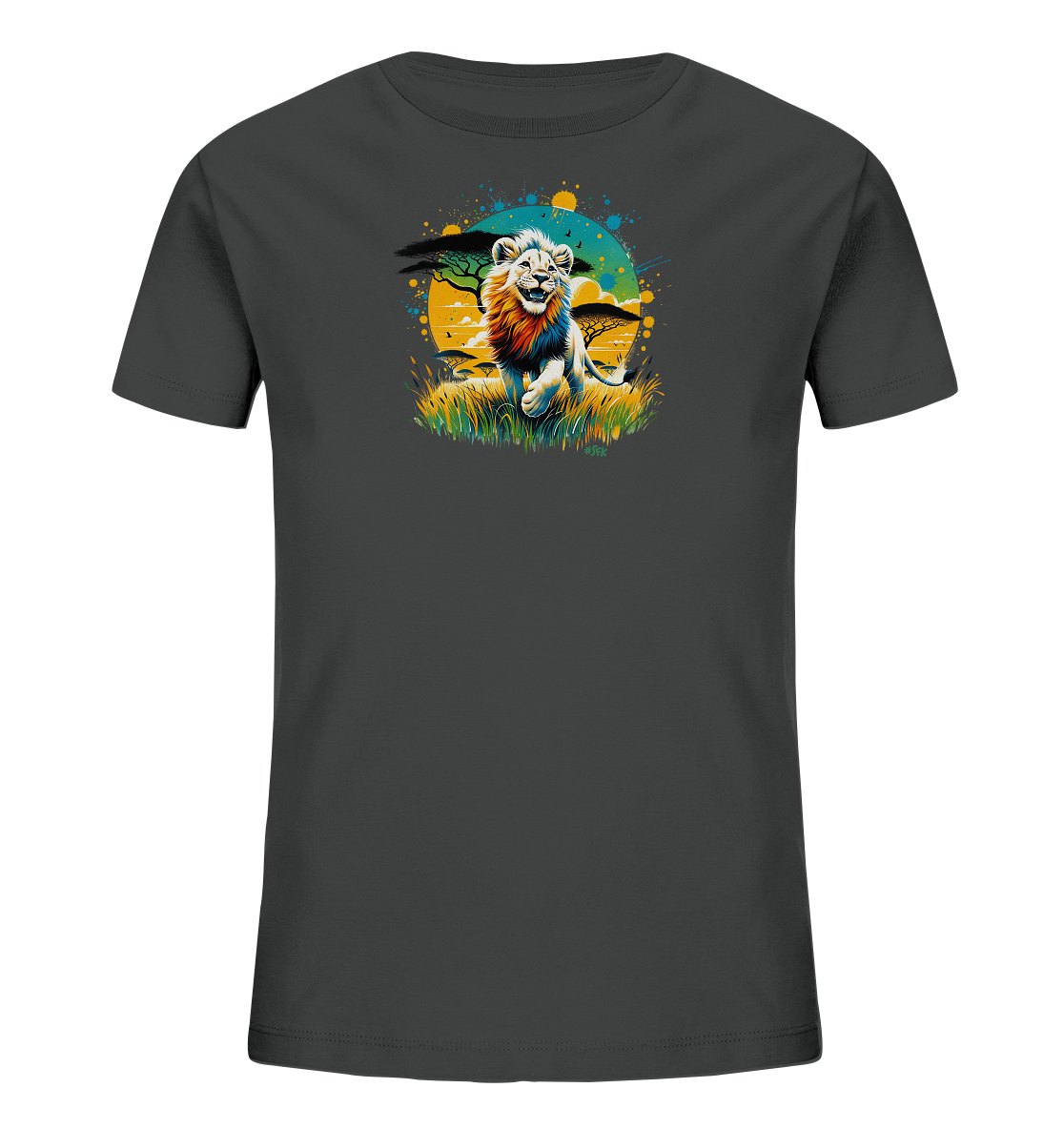 Kinder T-Shirt – Wilder Löwe bunte Mähne