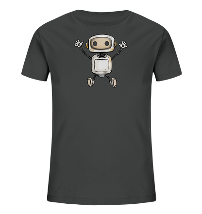 Kinder T-Shirt Roboter beim Freudensprung - Kinder Bio T-Shirt