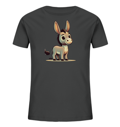 Kinder T-Shirt mit ein cartoonhafter Esel mit großen Ohren und freundlichem Lächeln