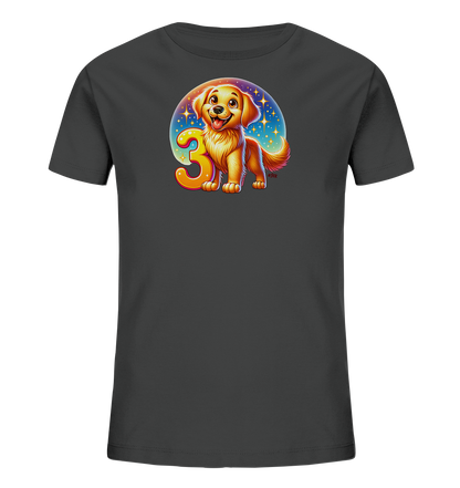 Kinder T-Shirt mit Hundewelpe und großer Zahl 3